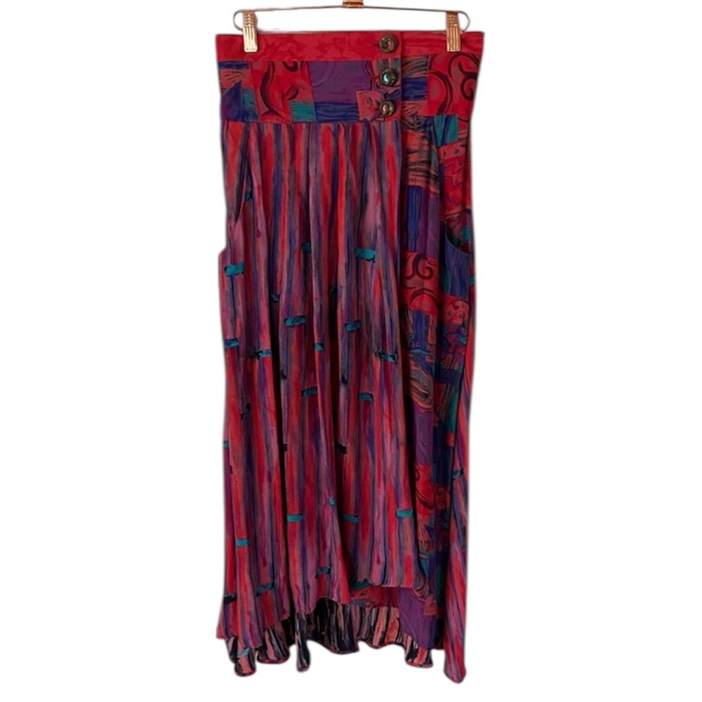 Marsha Brander Componix Lux Art-Wear Vintage 80s 90s Colorful Flowy Wrap Skirt